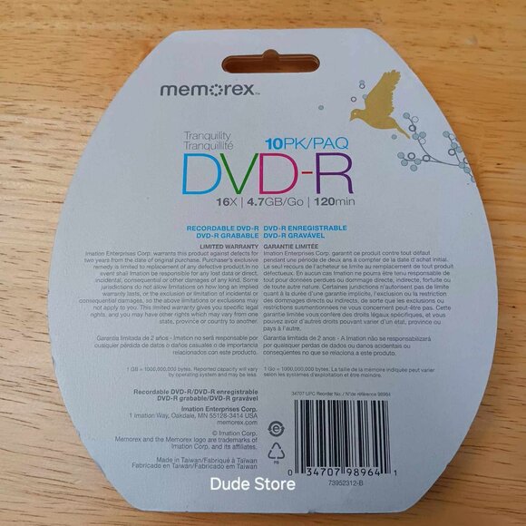 Memorex 10 Pack DVD-R  Recordable CD Colorful Designs - 16x 4.7gb 120min New B - Picture 2 of 2